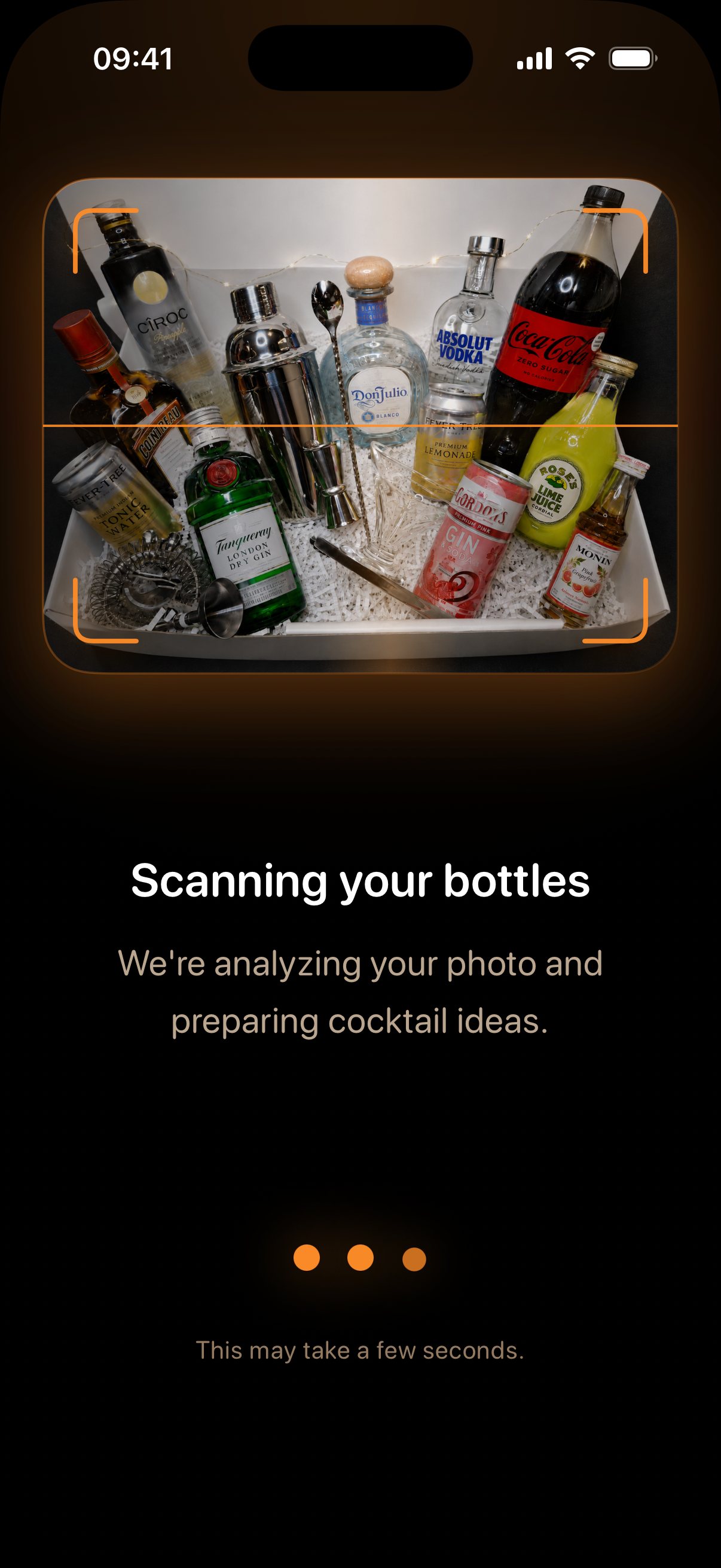 Cocktail detail screen with ingredients.